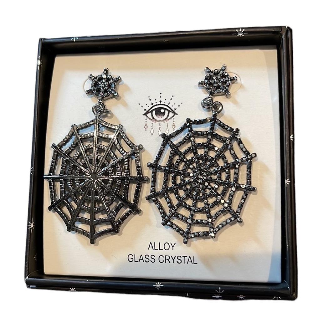 EYE CANDY SPIDER WEB EARRINGS